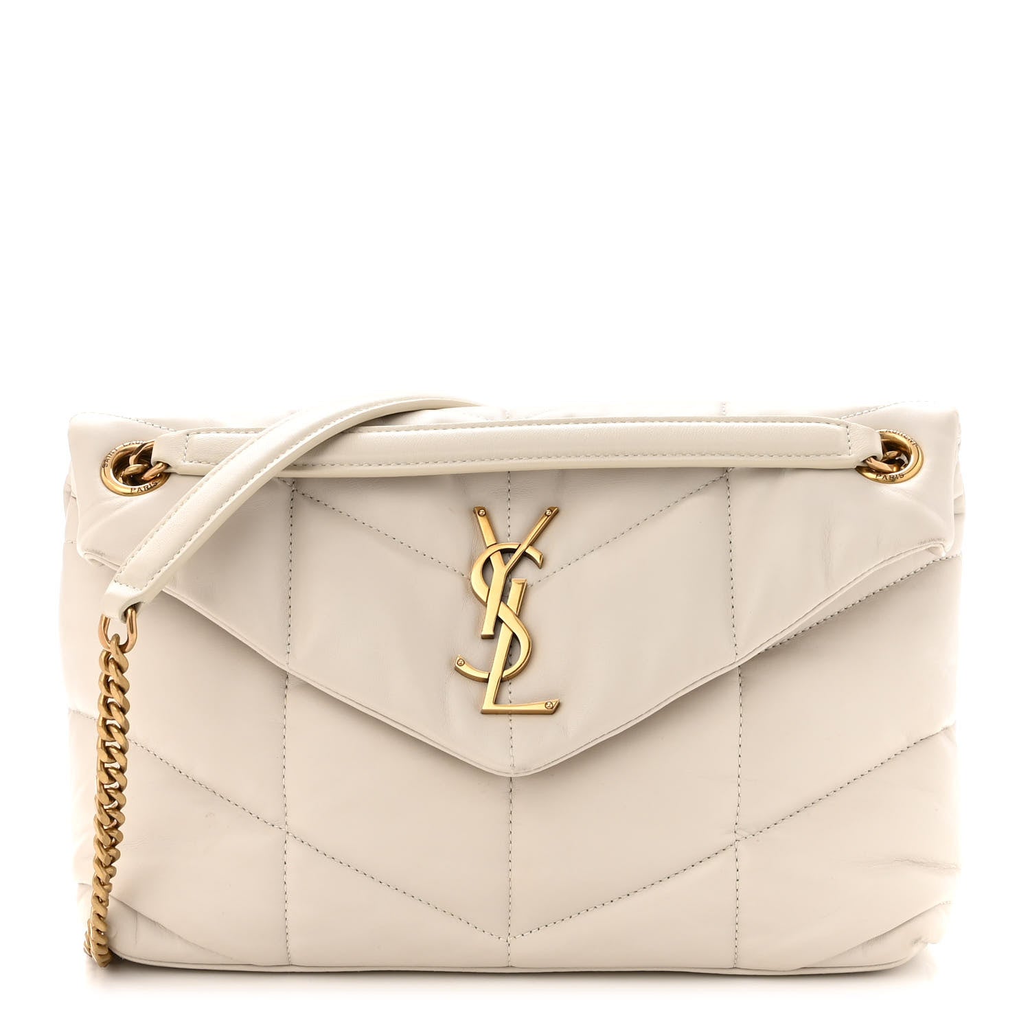 Saint Laurent Lambskin Quilted Small Loulou Puffer Monogram Chain Satchel Crema Soft 1 of 11