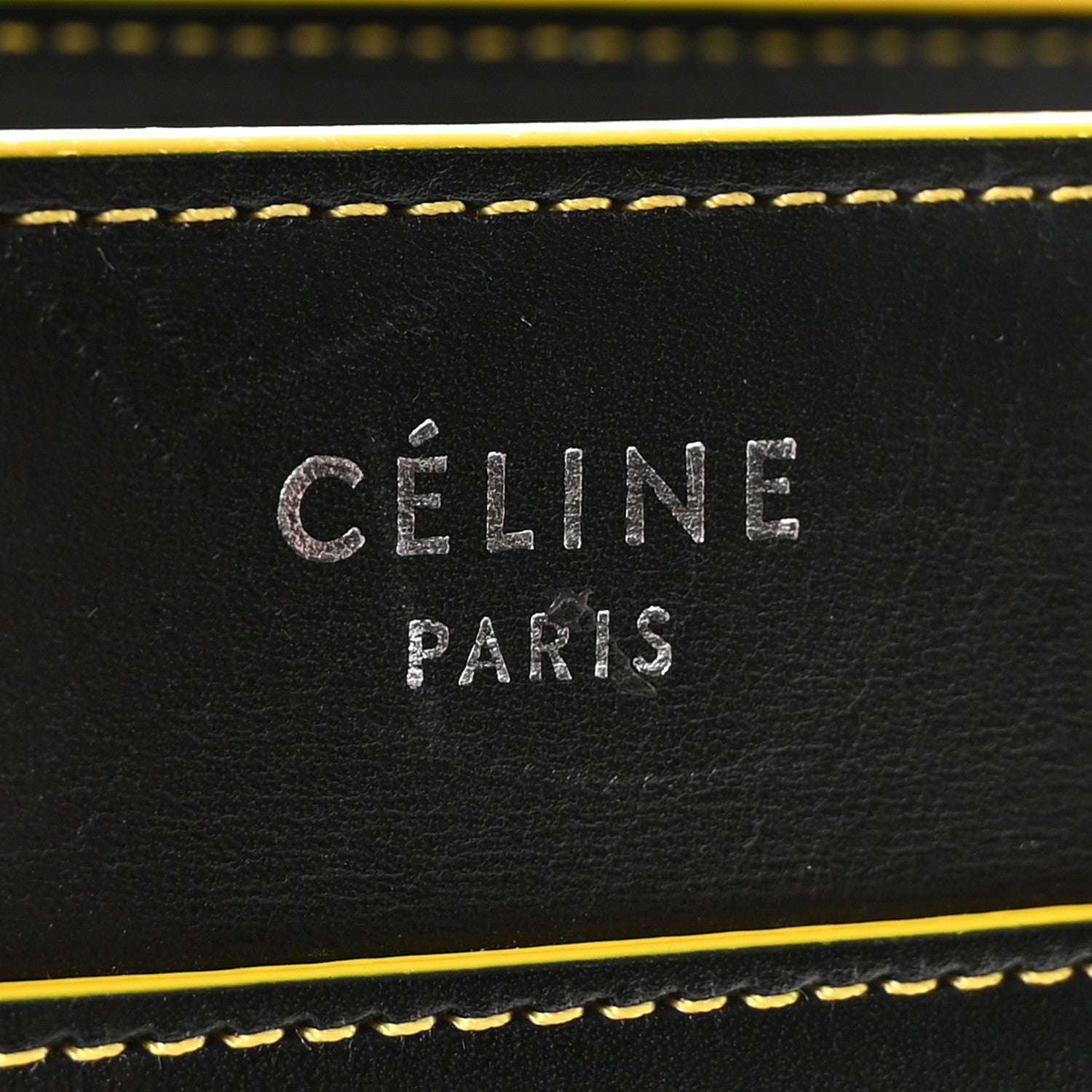 Celine Satin Calfskin Nano Debossed Luggage Black Yellow 6 of 9