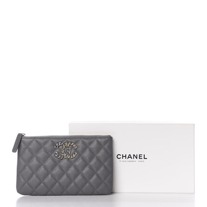 Chanel Caviar Quilted French New Wave Small CC Pouch Grey 8 of 8