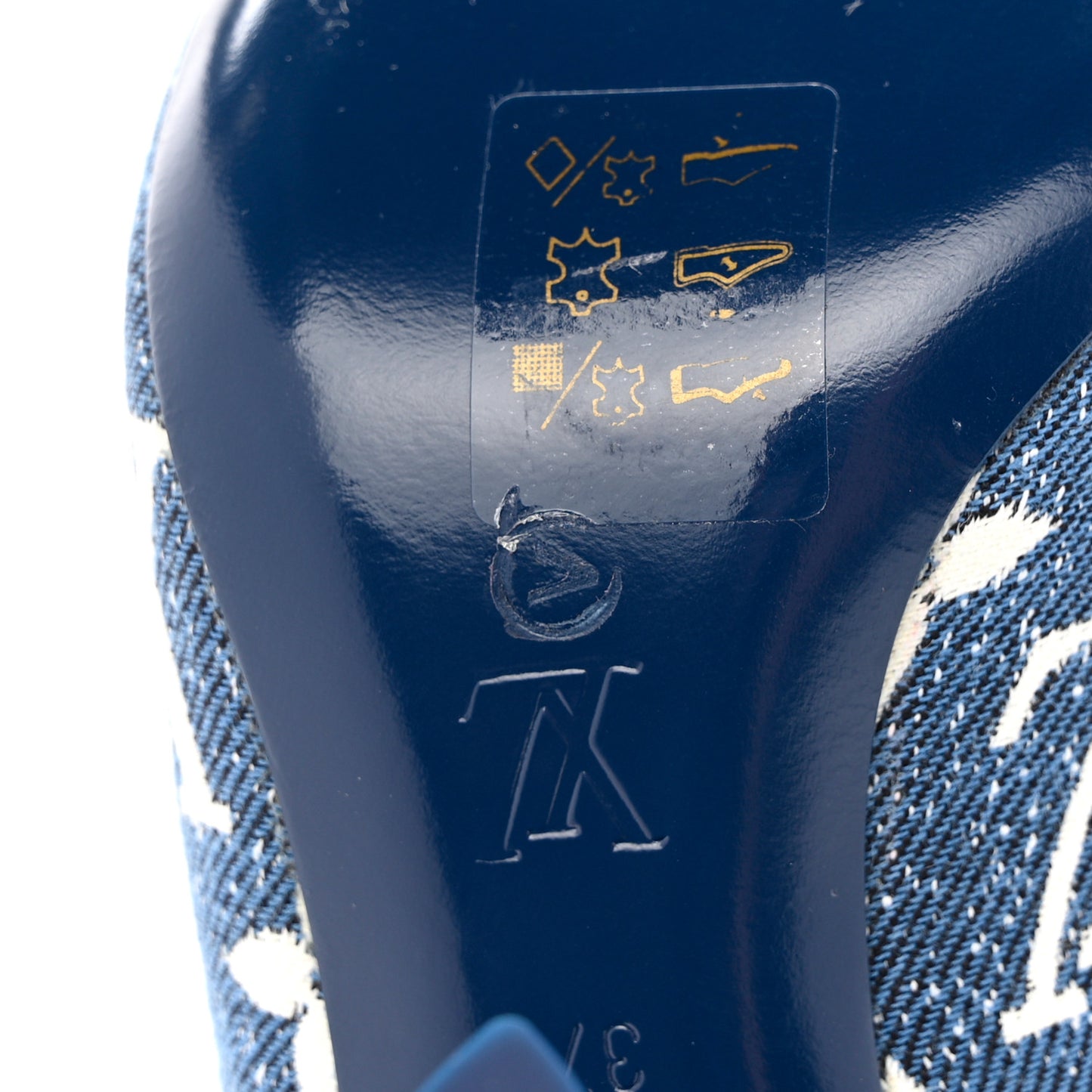 Denim Monogram Silhouette Ankle Boots 37 Navy Blue
