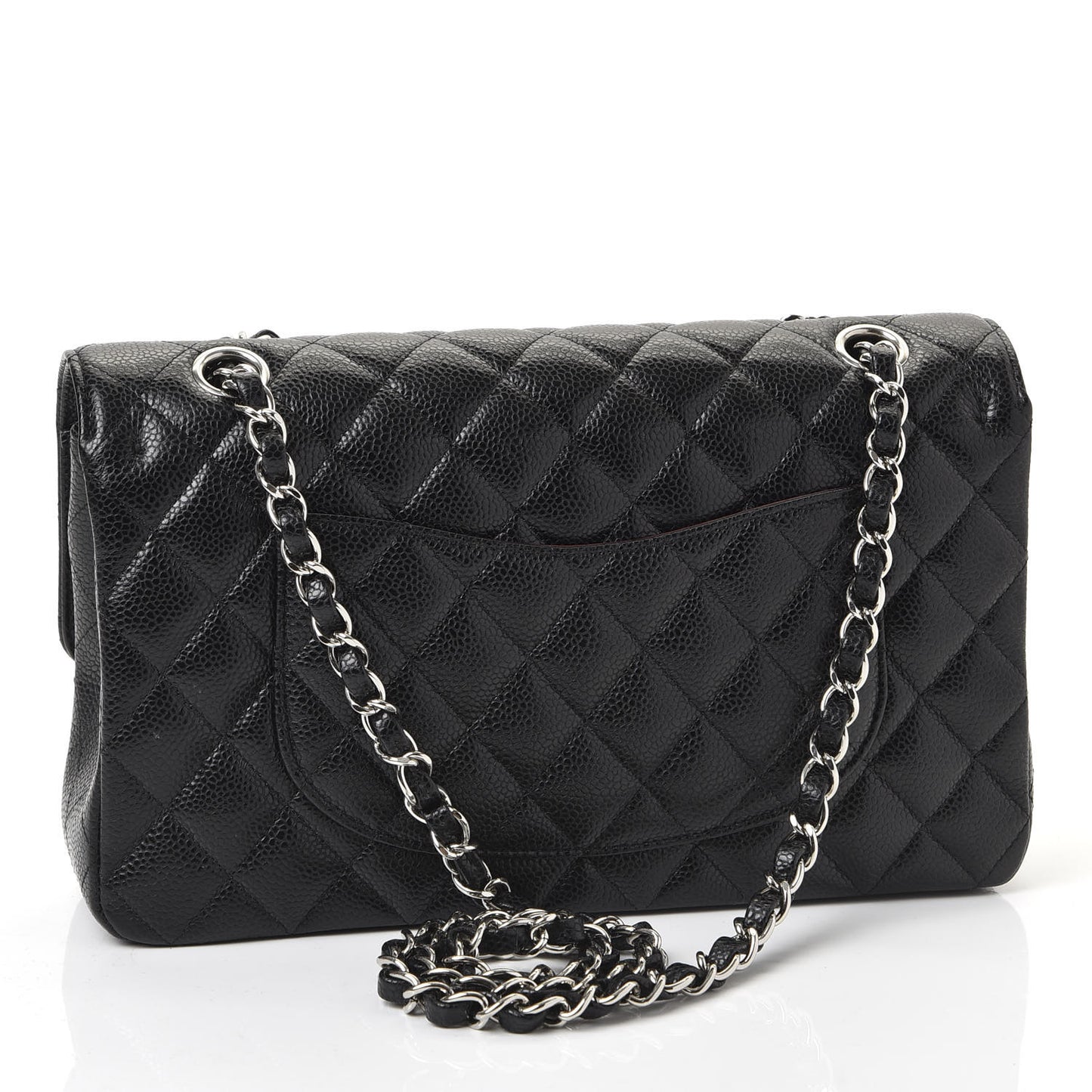Caviar Quilted Medium Double Flap Black
