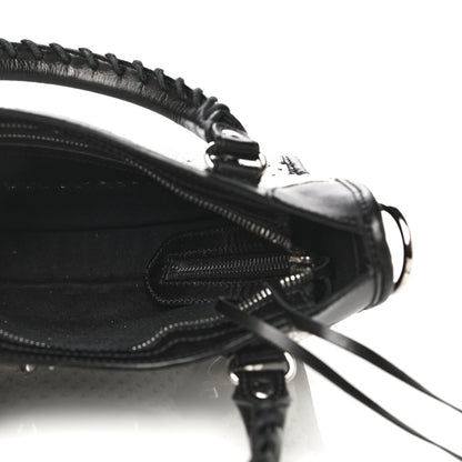 Balenciaga Calfskin Woven Nylon Mesh Classic Silver Hardware Mini City Black White 7 of 17