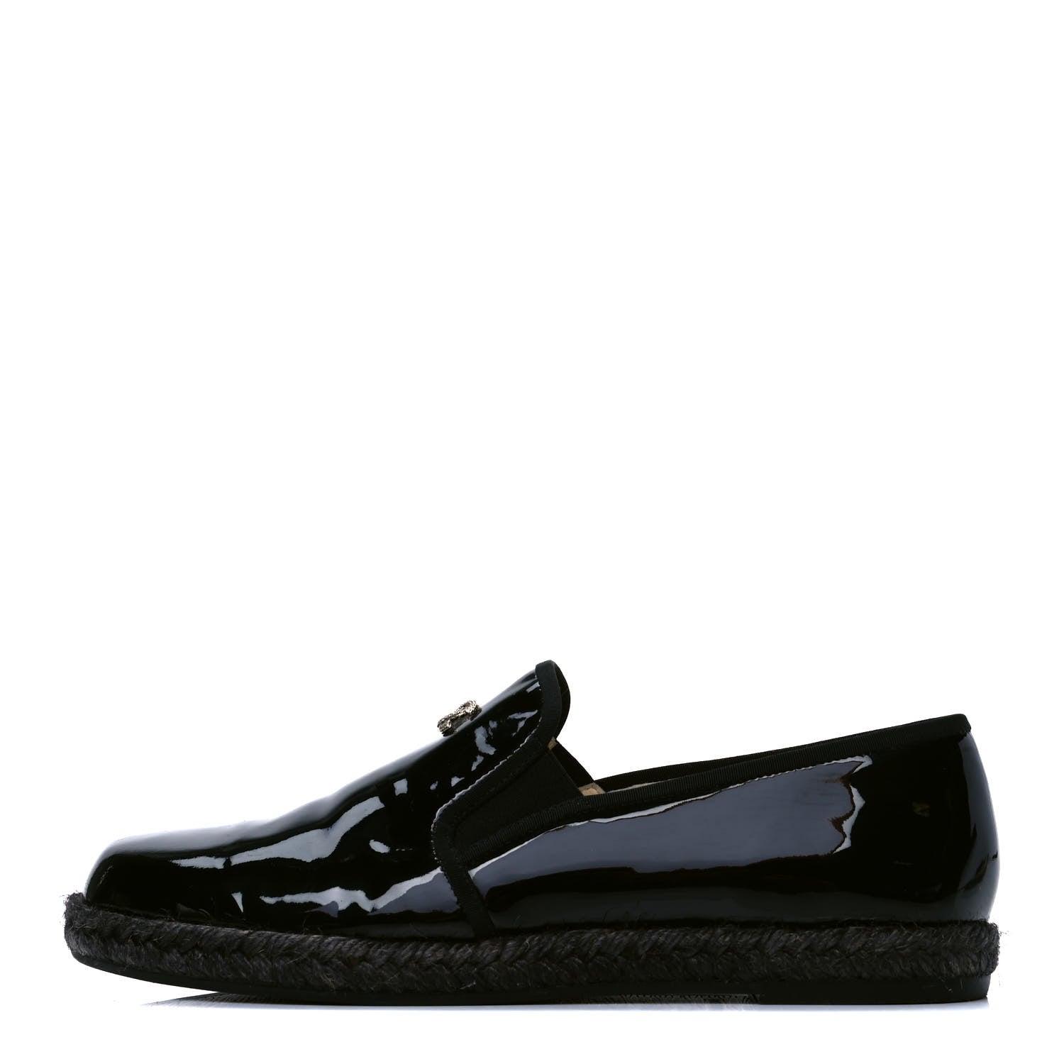 Chanel Patent Calfskin CC Mocassin Loafer Espadrilles 39 Black 1 of 5