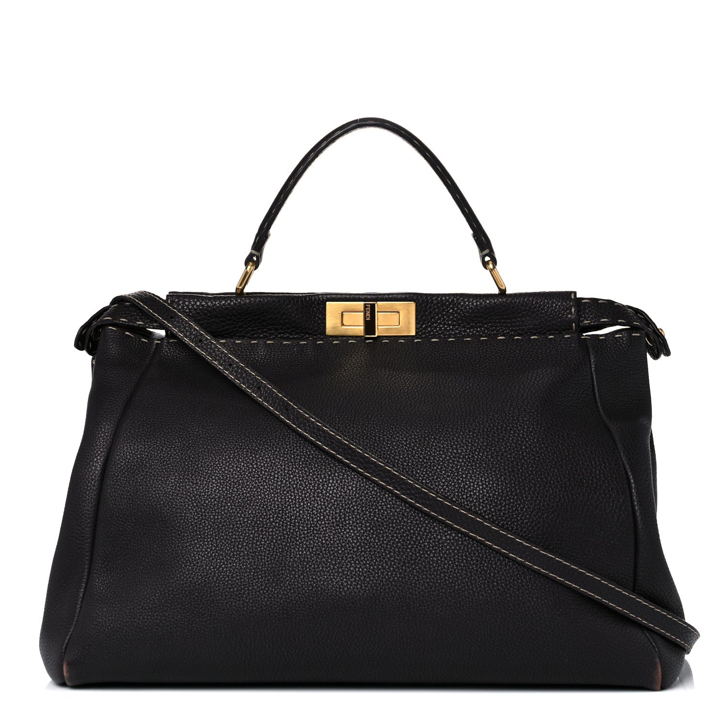 Fendi Cuoio Romano Selleria Large Peekaboo Iconic Satchel Moro 4 of 15