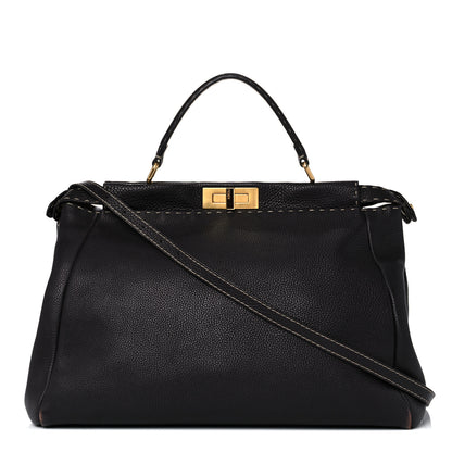 Fendi Cuoio Romano Selleria Large Peekaboo Iconic Satchel Moro 4 of 15