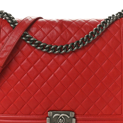 Chanel Calfskin Quilted Large Boy Flap Dark Red 8 of 13