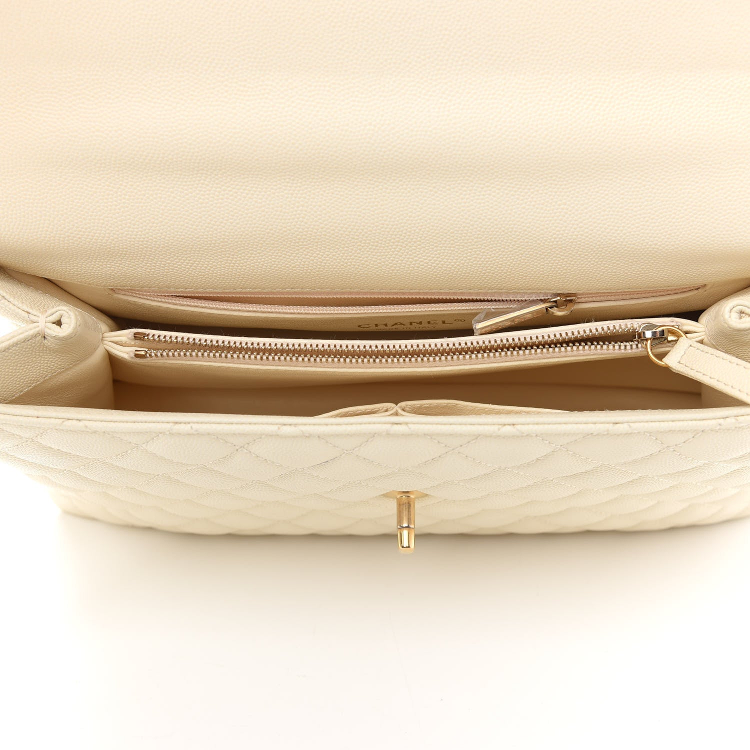 Chanel Caviar Lizard Quilted Medium Coco Handle Flap White 4 of 8