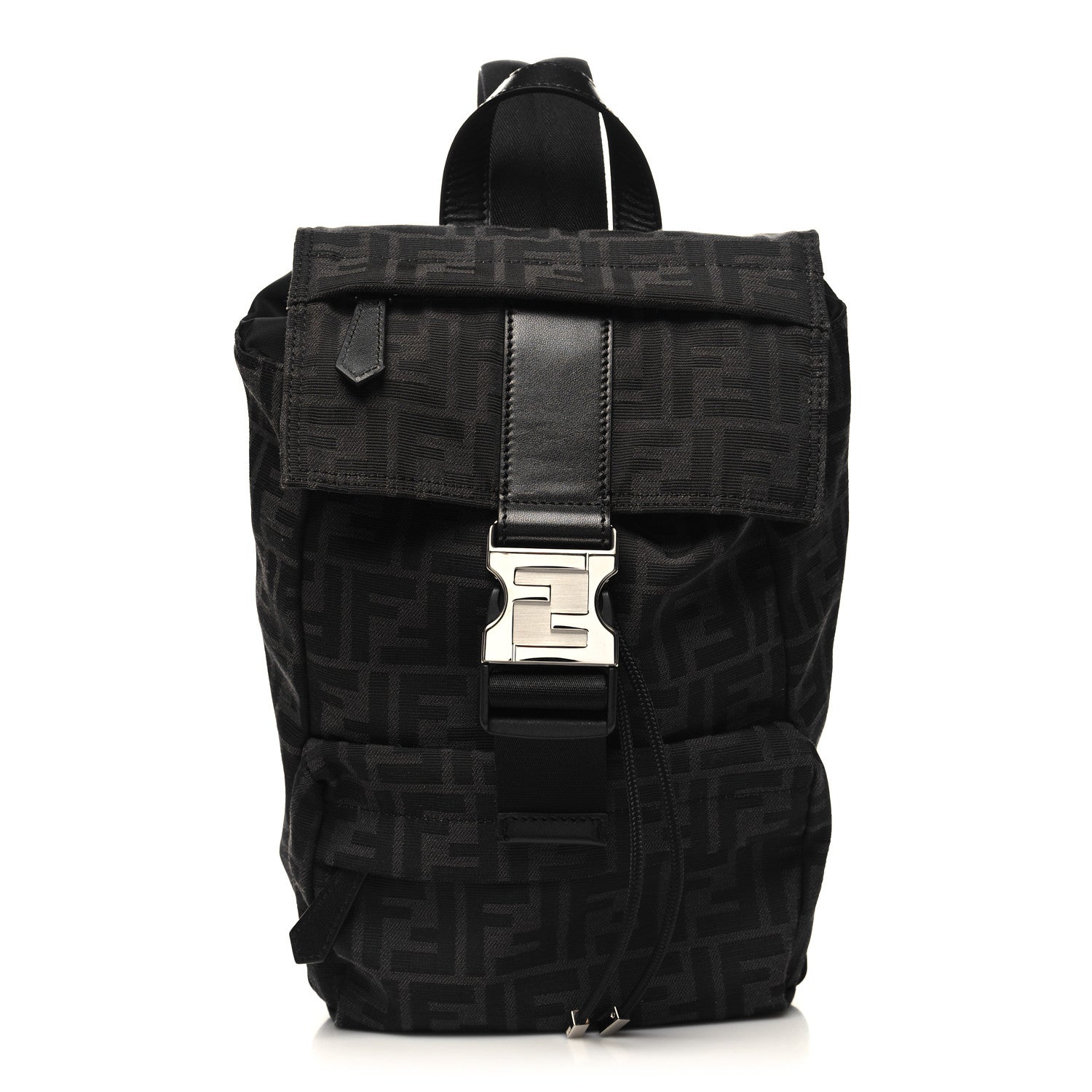 Fendi Recycled Fabric Jacquard Vitello Astro FF 1974 Small Fendiness Backpack Asfalto Black 1 of 10
