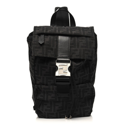 Fendi Recycled Fabric Jacquard Vitello Astro FF 1974 Small Fendiness Backpack Asfalto Black 1 of 10