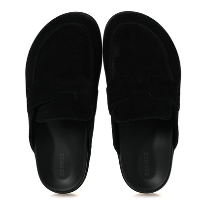 Hermes Suede Calfskin Go Mules 39 Black 8 of 12