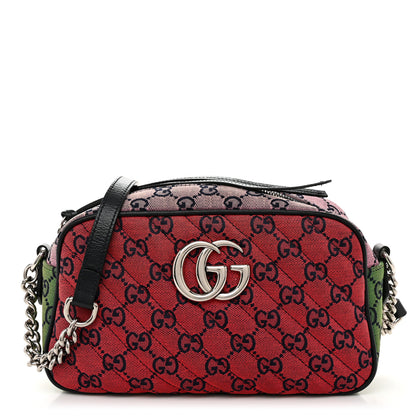 Gucci Monogram Multicolor Matelasse Diagonal Small GG Marmont Chain Shoulder Bag Red Blue Yellow Green Pink 1 of 10
