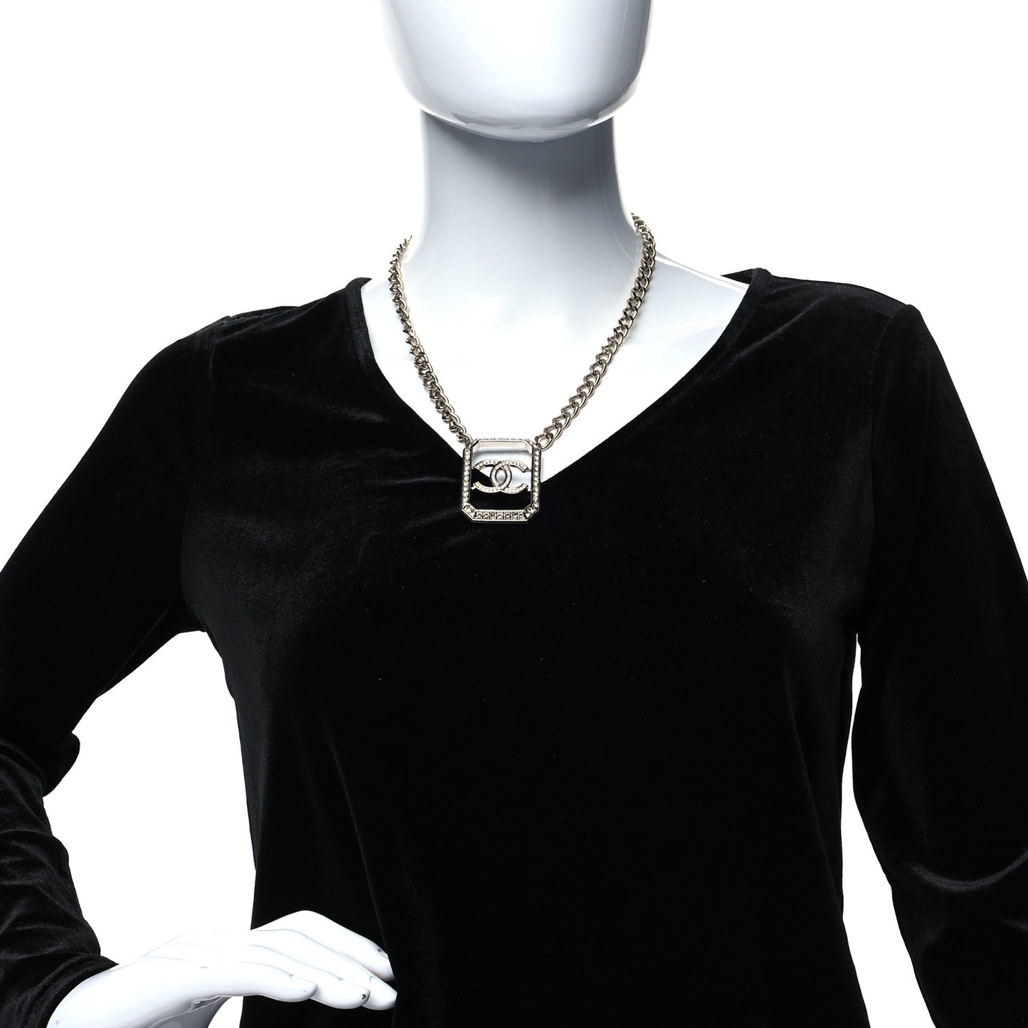 Crystal Chain CC Necklace Gold