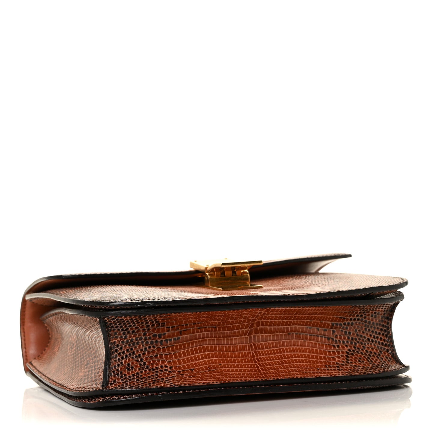 Lizard Medium Classic Box Flap Bag Cognac