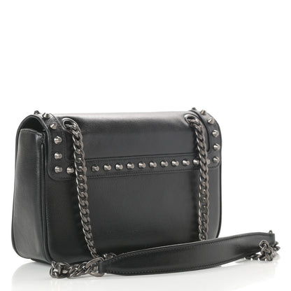Prada Glace Calfskin Studded Crossbody Black 3 of 11