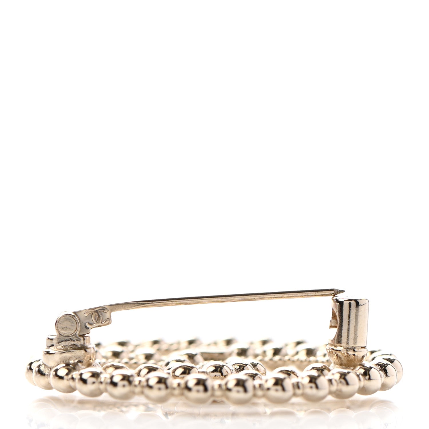 Chanel Metal Bead CC Round Brooch Gold 4 of 5
