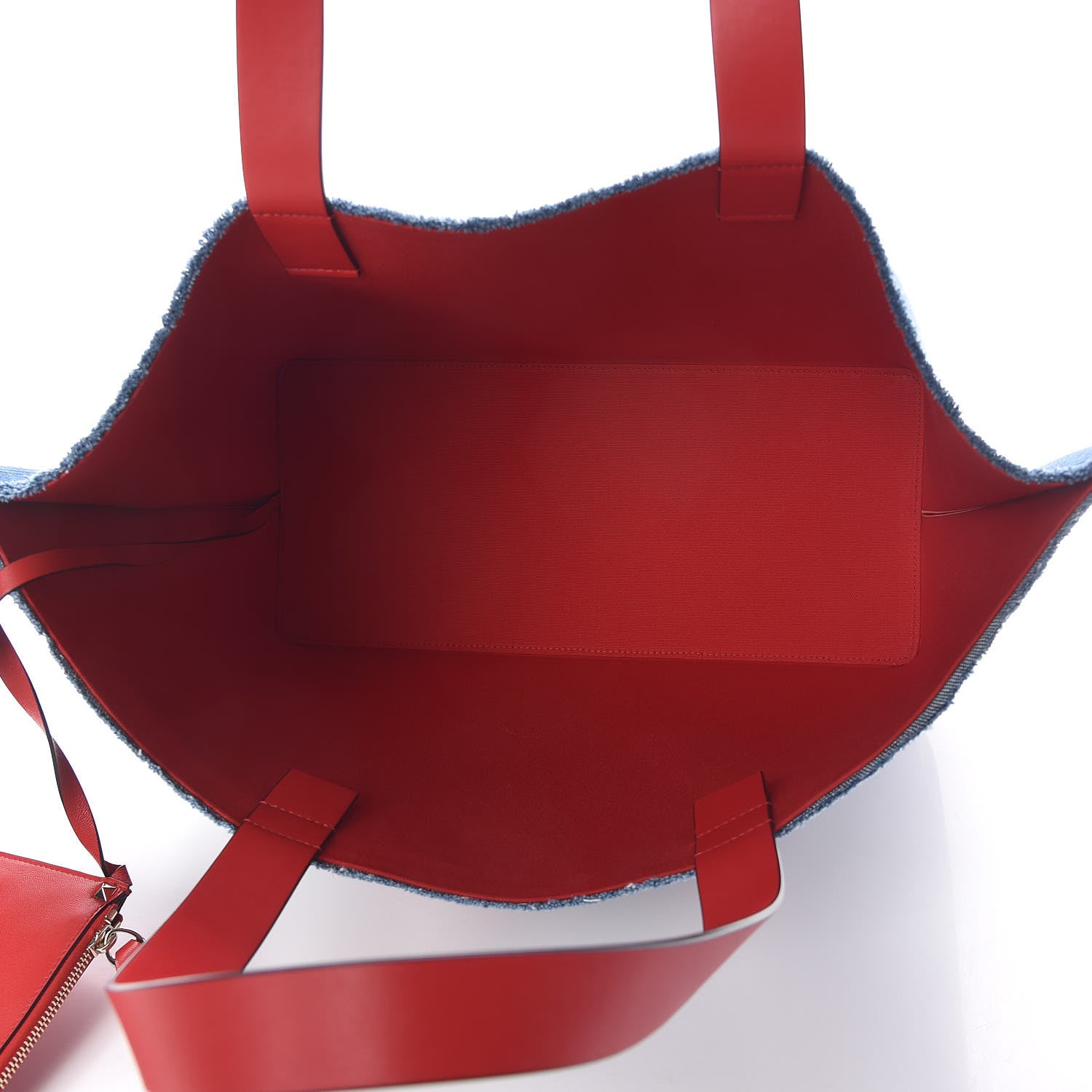 Valentino Garavani Denim Large Escape Tote Blue Red 5 of 9