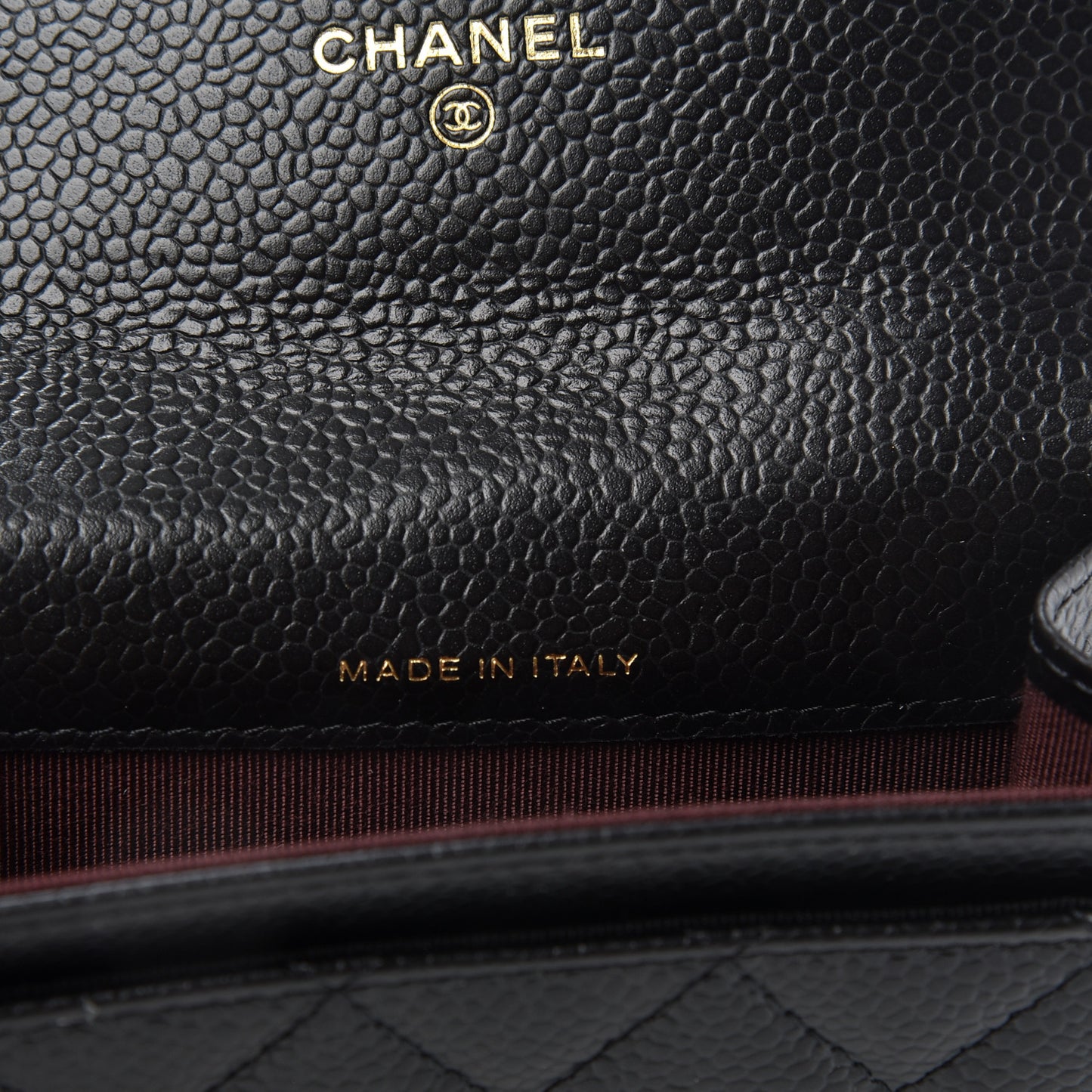 Caviar Quilted Flap Card Holder Wallet Black