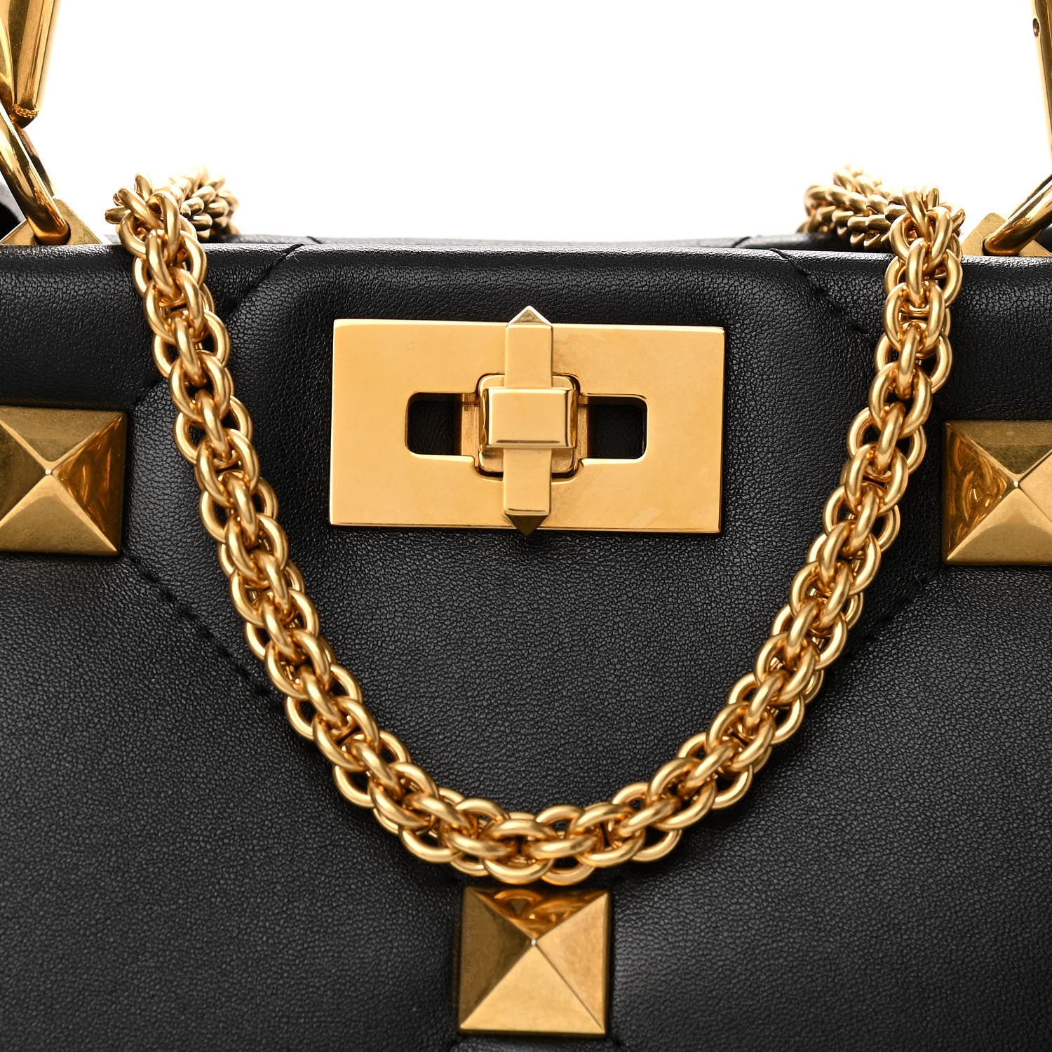 Valentino Garavani Nappa Roman Stud The Handle Bag Black 8 of 10