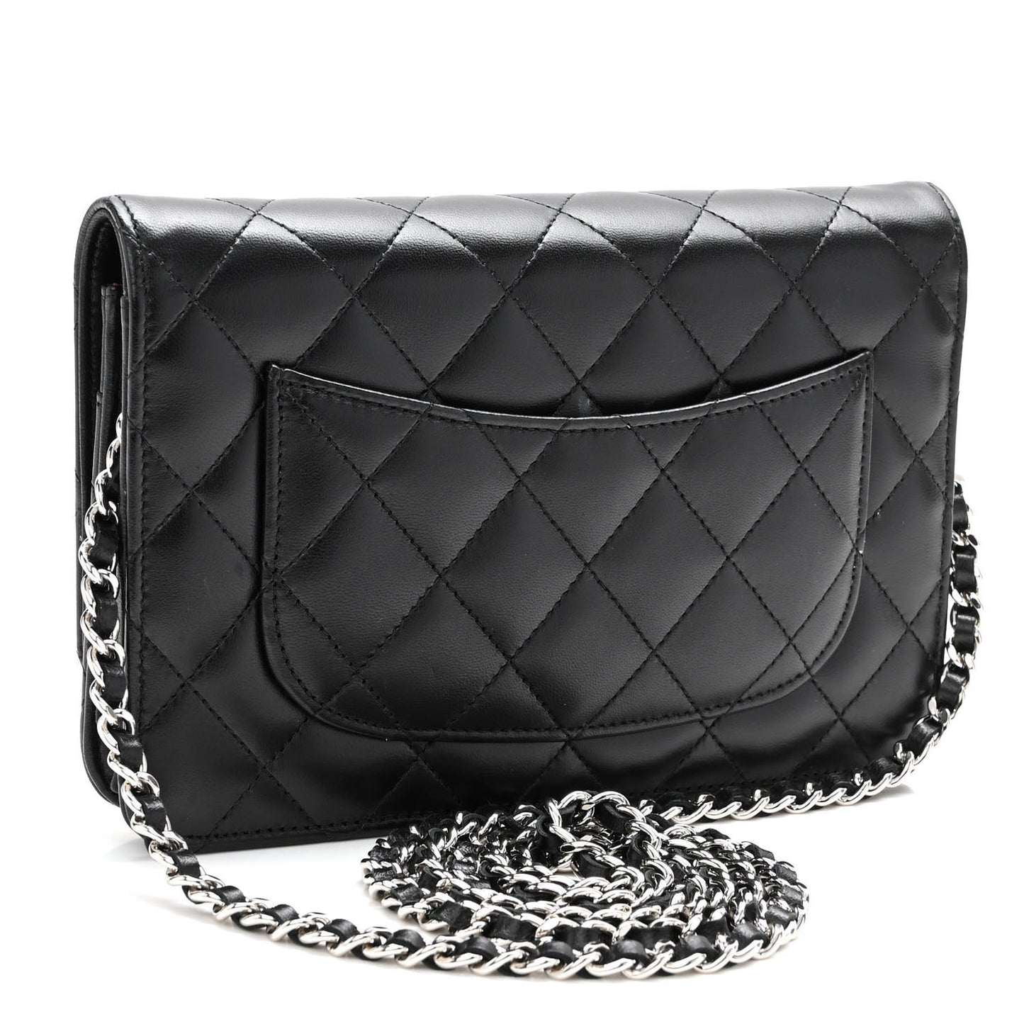 Lambskin Quilted Wallet On Chain WOC Black