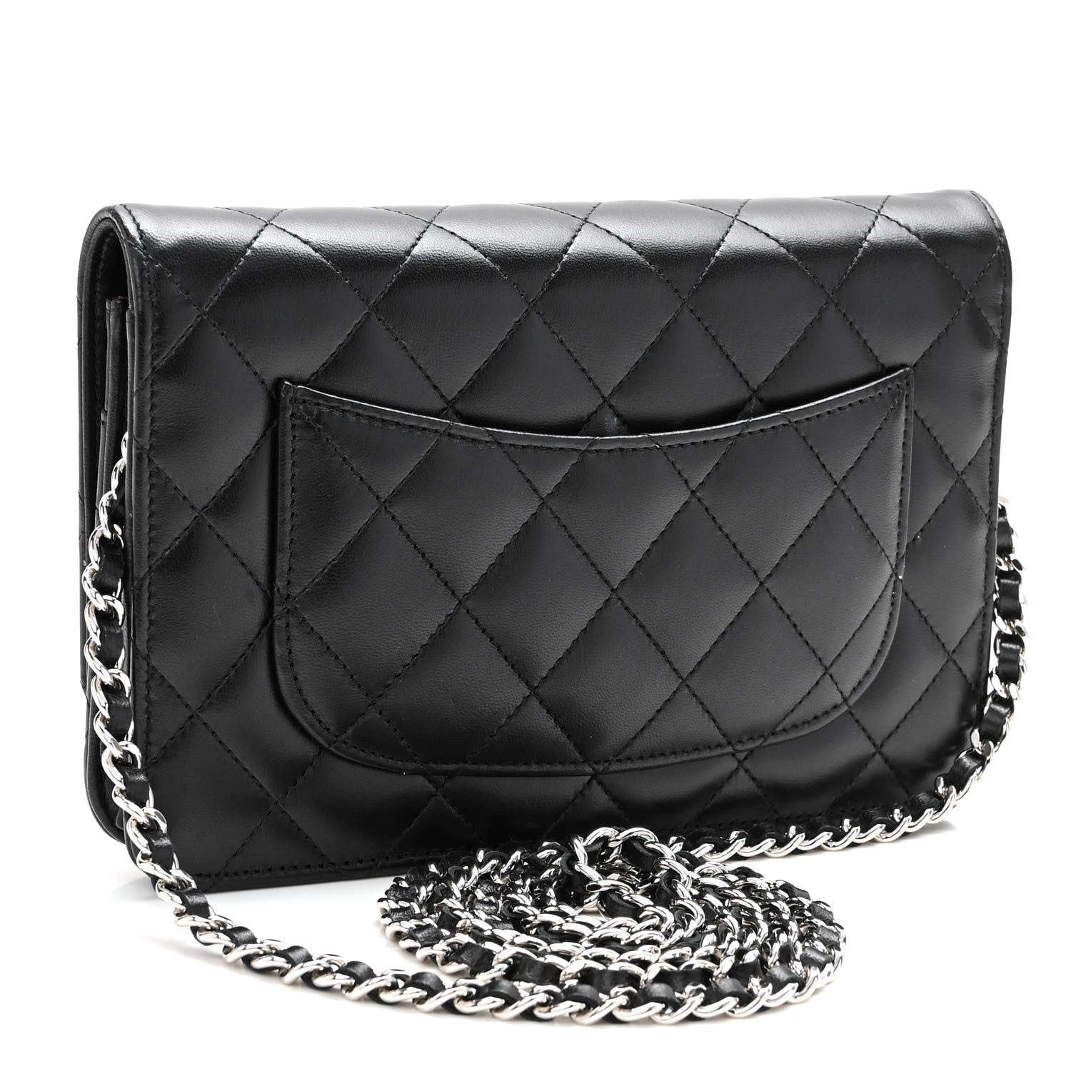 Chanel Lambskin Quilted Wallet On Chain WOC Black 3 of 11