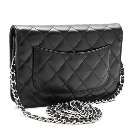 Chanel Lambskin Quilted Wallet On Chain WOC Black 3 of 11