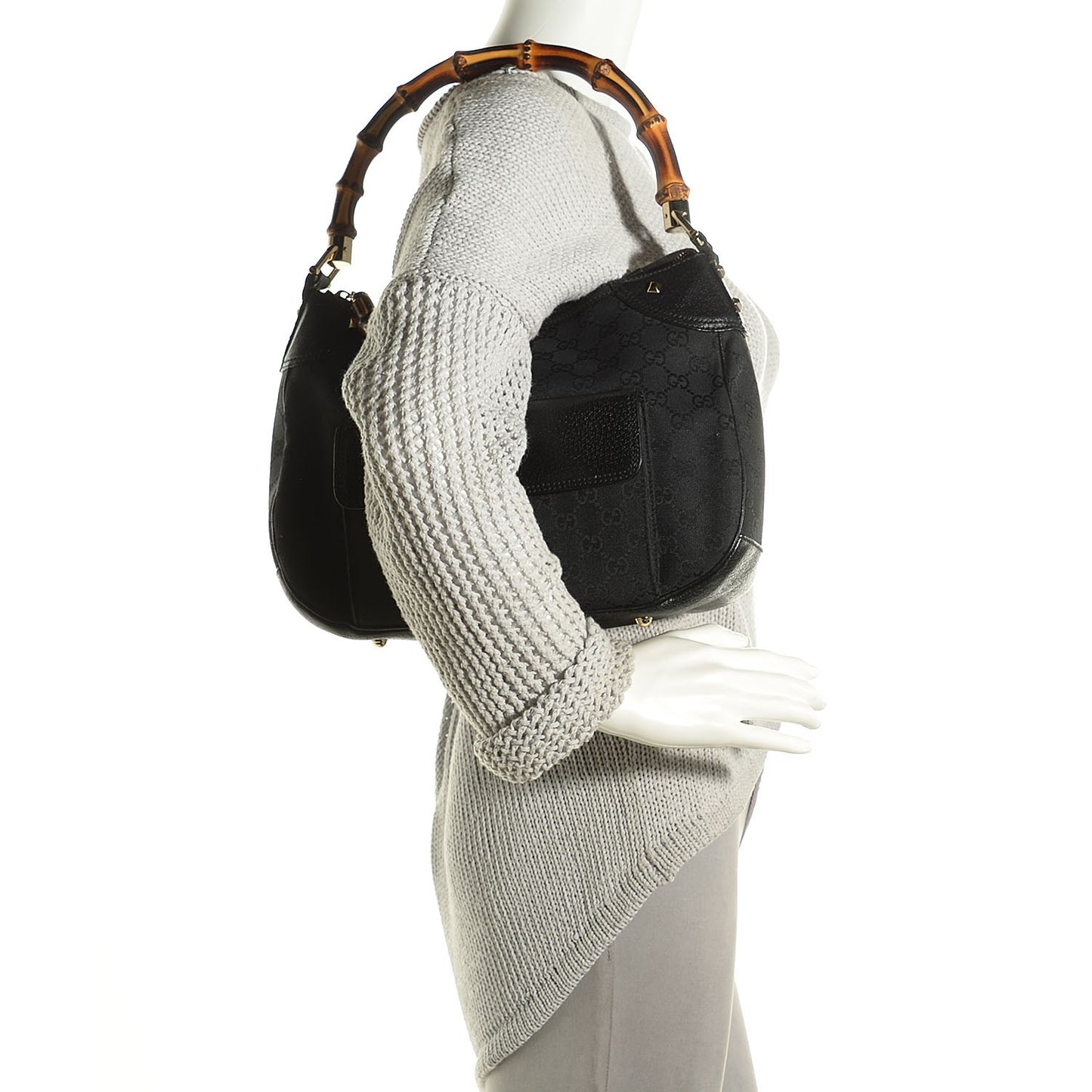 Monogram Bamboo Medium Top Handle Bag Black