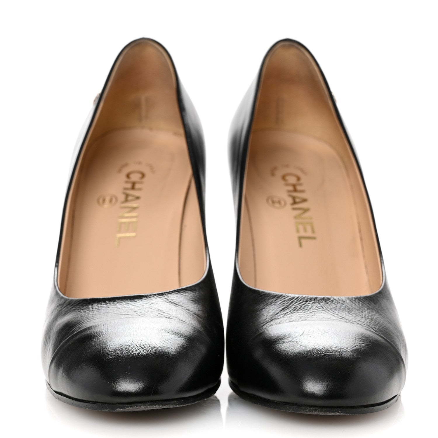 Chanel Calfskin Cap Toe CC Pumps 39 Black 3 of 13