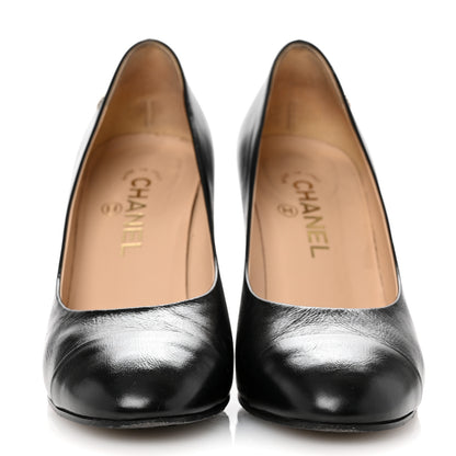Chanel Calfskin Cap Toe CC Pumps 39 Black 3 of 13