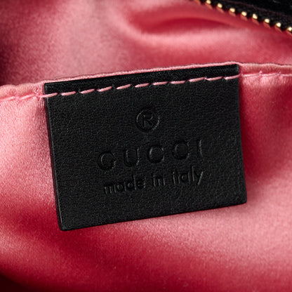 Gucci Velvet Matelasse Deer Embroidered Small GG Marmont Chain Shoulder Bag Black 6 of 10