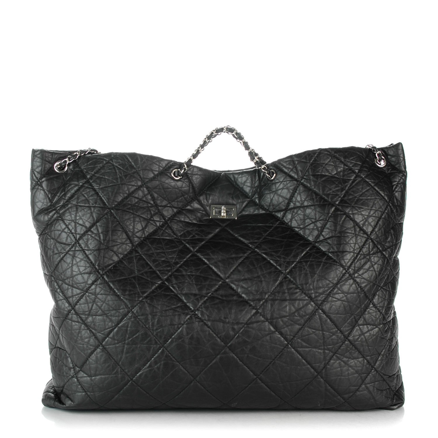 Chanel Aged Calfskin Oversized Reissue Drawstring Tote Black 1 of 7