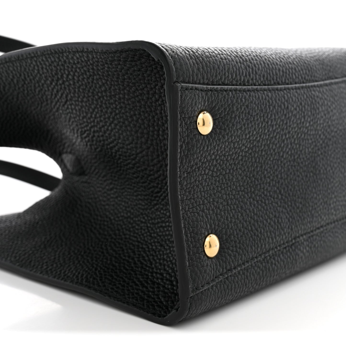 Hammered Calfskin Double Handle Small Amy Tote  Black
