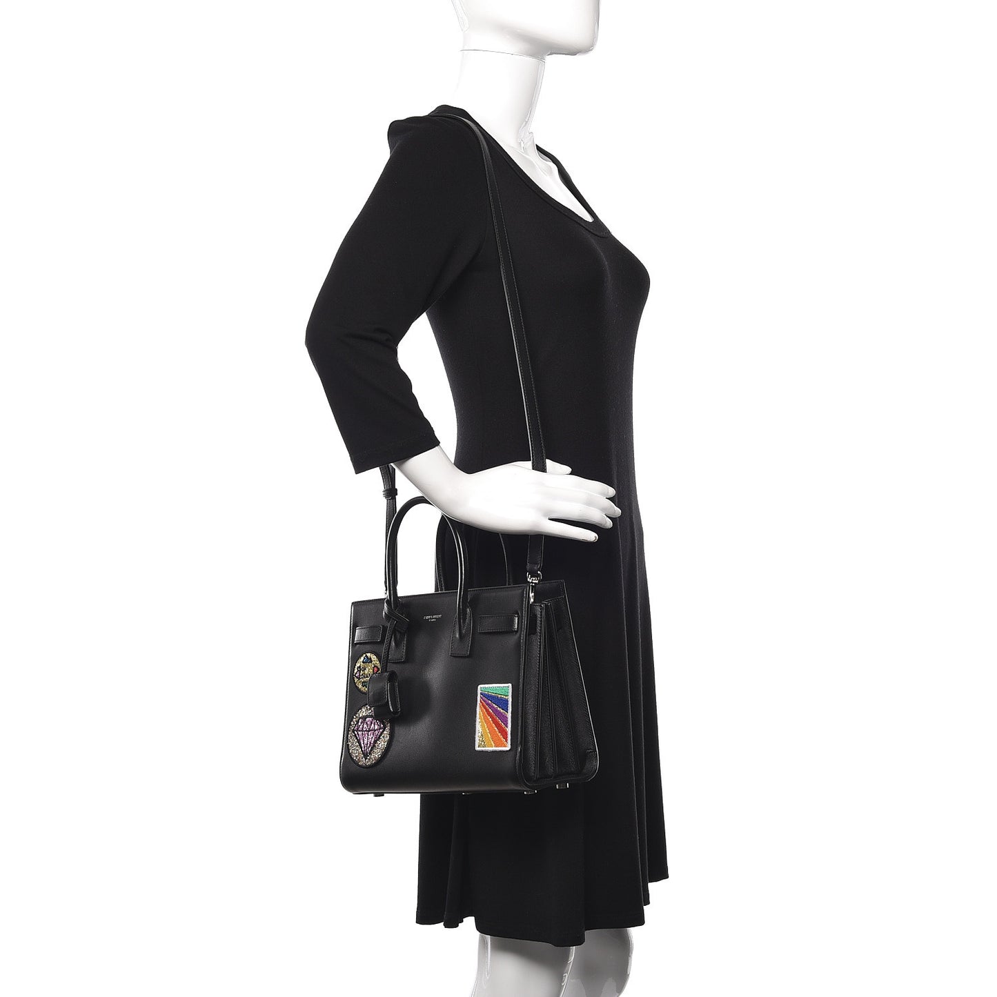 Calfskin Patchwork Baby Sac De Jour Black Multi