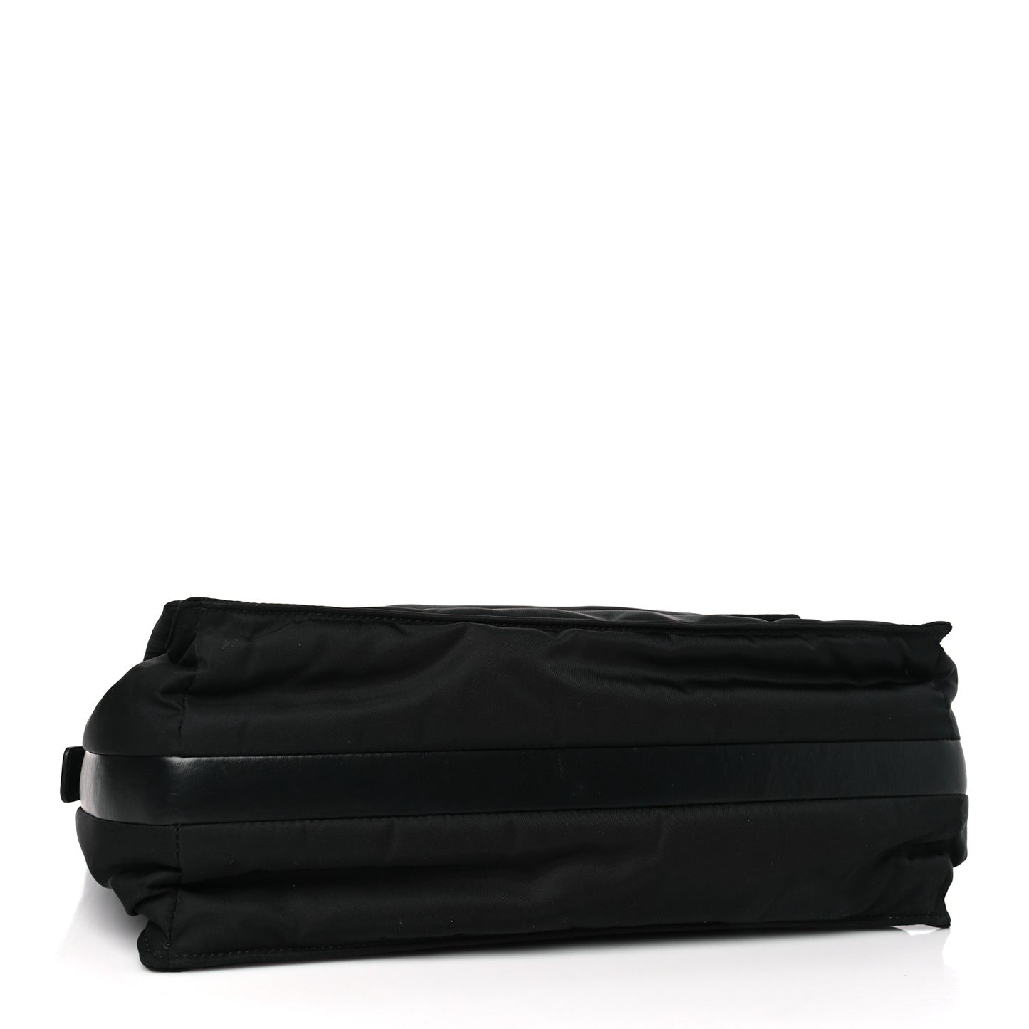 Re-Nylon Vitello Padded Large Flap Shoulder Bag Black