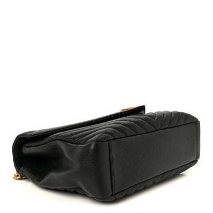 Saint Laurent Sheepskin Matelasse Chevron Monogram Large College Satchel Black 4 of 11