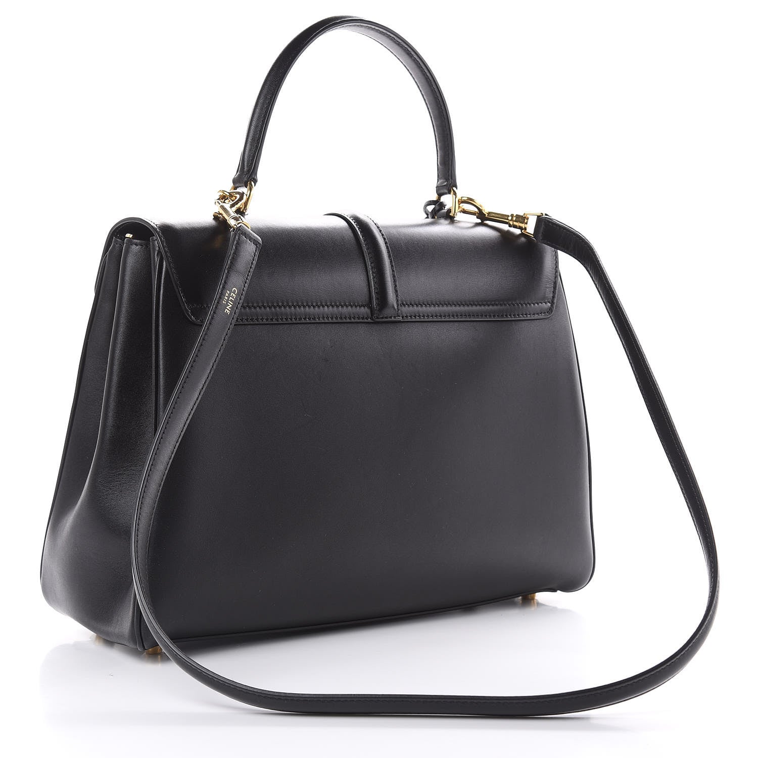 Celine Satinated Calfskin Medium 16 Top Handle Bag Black 3 of 12