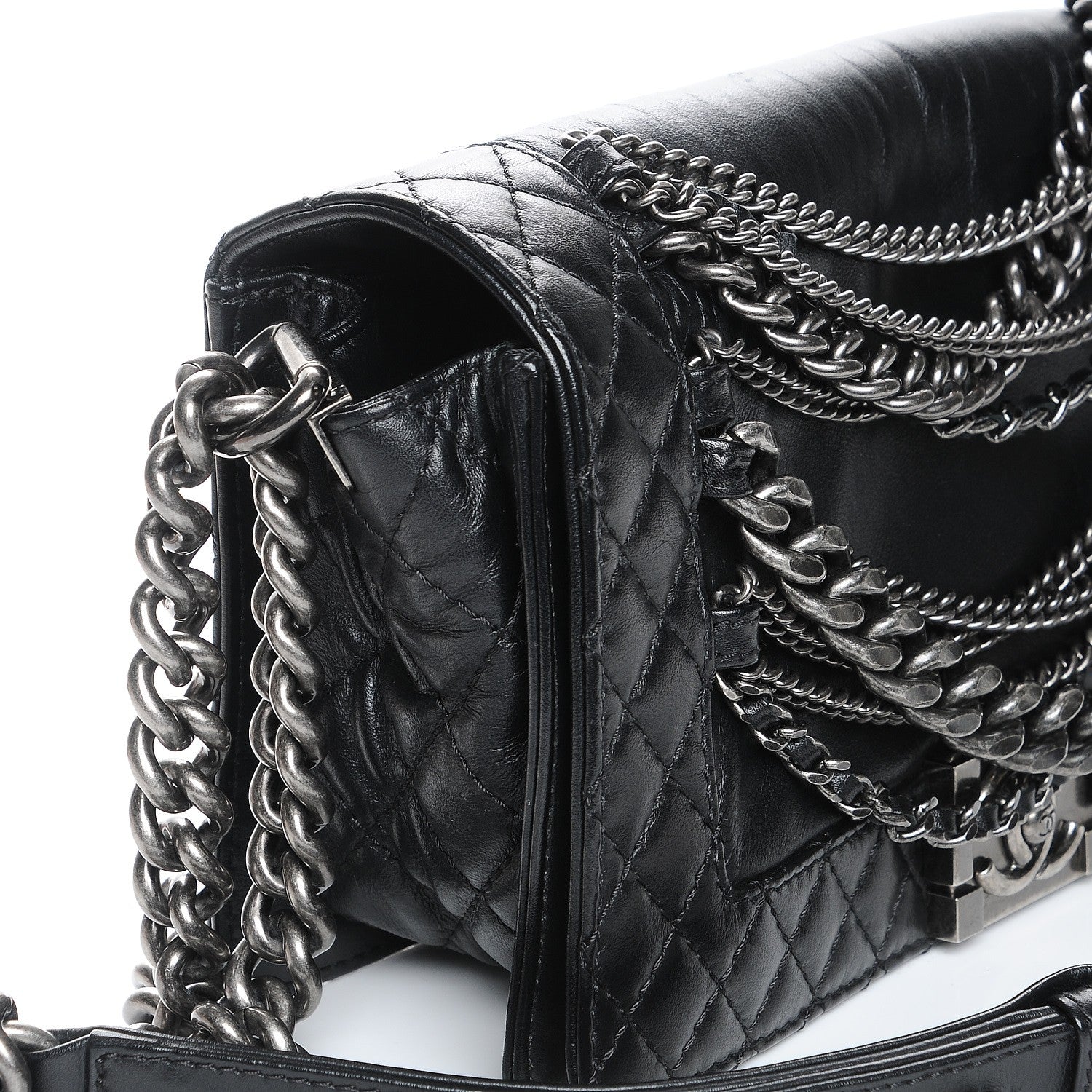 Chanel Calfskin Enchained Medium Boy Flap Black 9 of 10