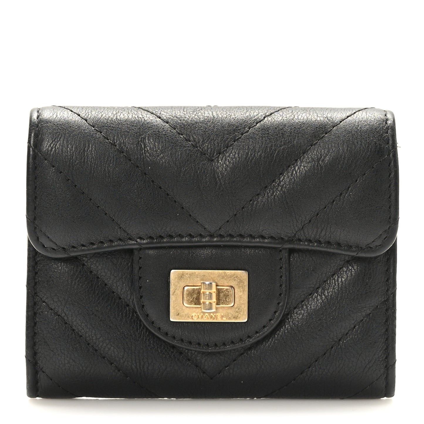 Sheepskin Chevron Quilted Reissue Card Holder Wallet Black