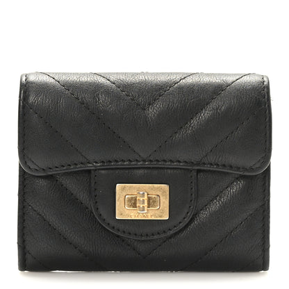 Chanel Sheepskin Chevron Quilted Reissue Card Holder Wallet Black 1 of 9