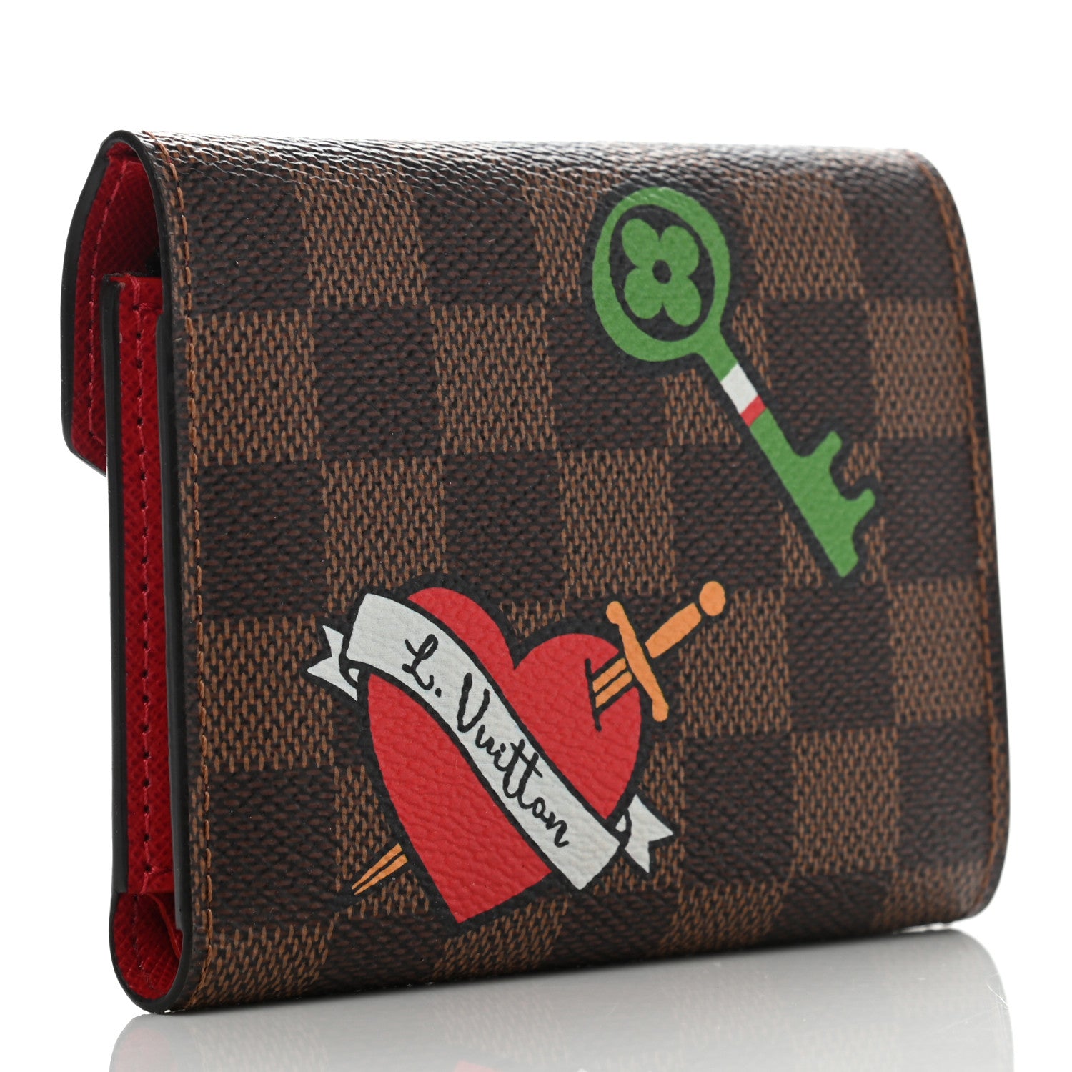 Louis Vuitton Damier Ebene Stories Victorine Wallet Red 3 of 6