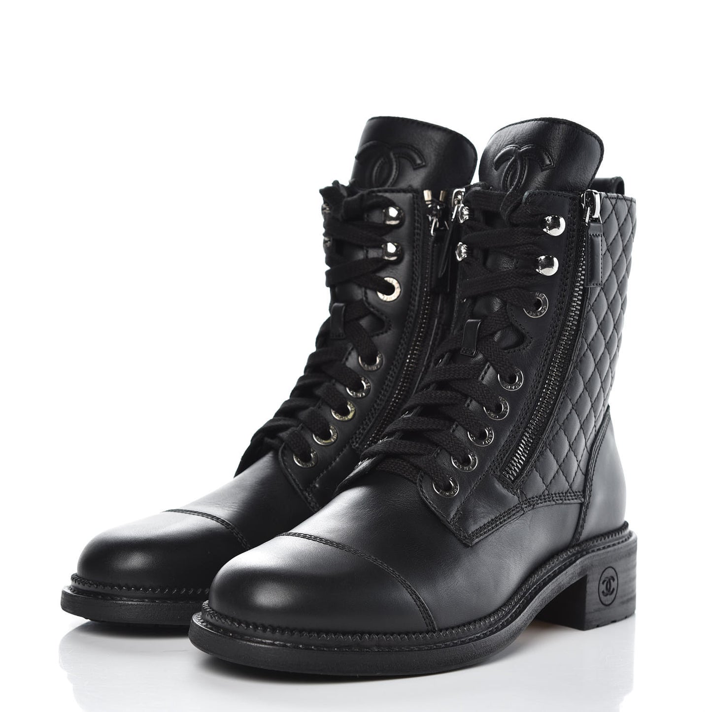 Calfskin Combat Boots 38 Black