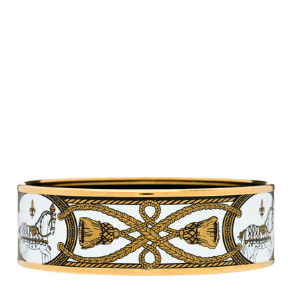 Hermes Enamel Printed Wide Grand Apparat Bracelet 70 White 3 of 5