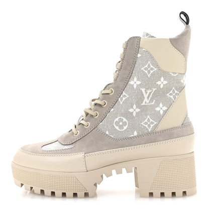Louis Vuitton Suede Calfskin Laureate Platform Desert Boots 39.5 Taupe 1 of 8