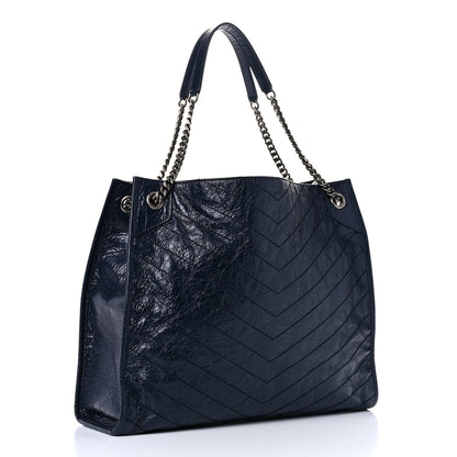 Saint Laurent Crinkled Calfskin Matelasse Monogram Niki Shoulder Bag Deep Marine 3 of 14