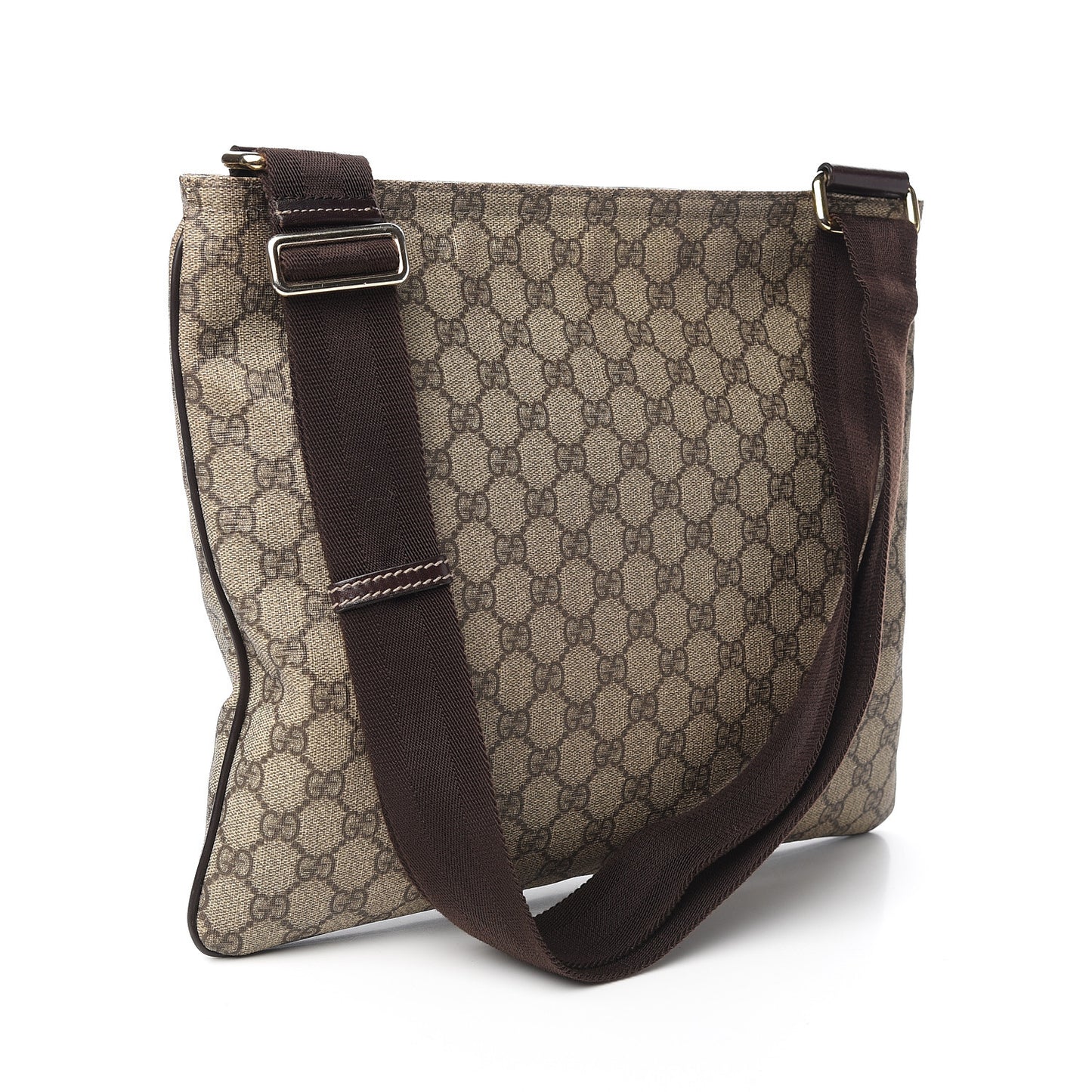 GG Supreme Monogram Medium Flat Messenger Bag Dark Brown