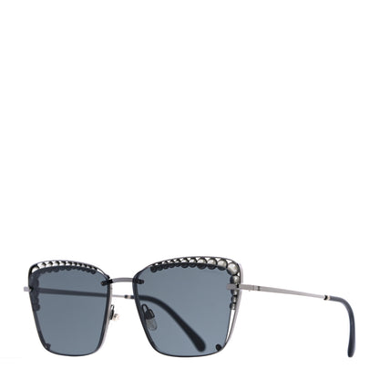 Chanel Metal Square Frame Pearl Sunglasses 4235-H Dark Grey 1 of 7