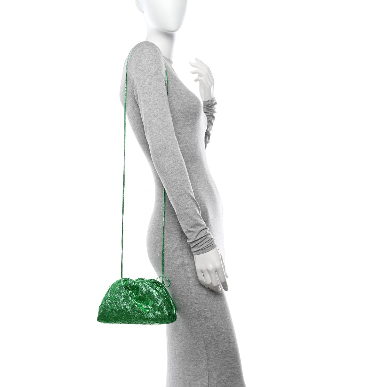 Bottega Veneta Metallic Nappa Intrecciato The Mini Pouch Parakeet 2 of 11