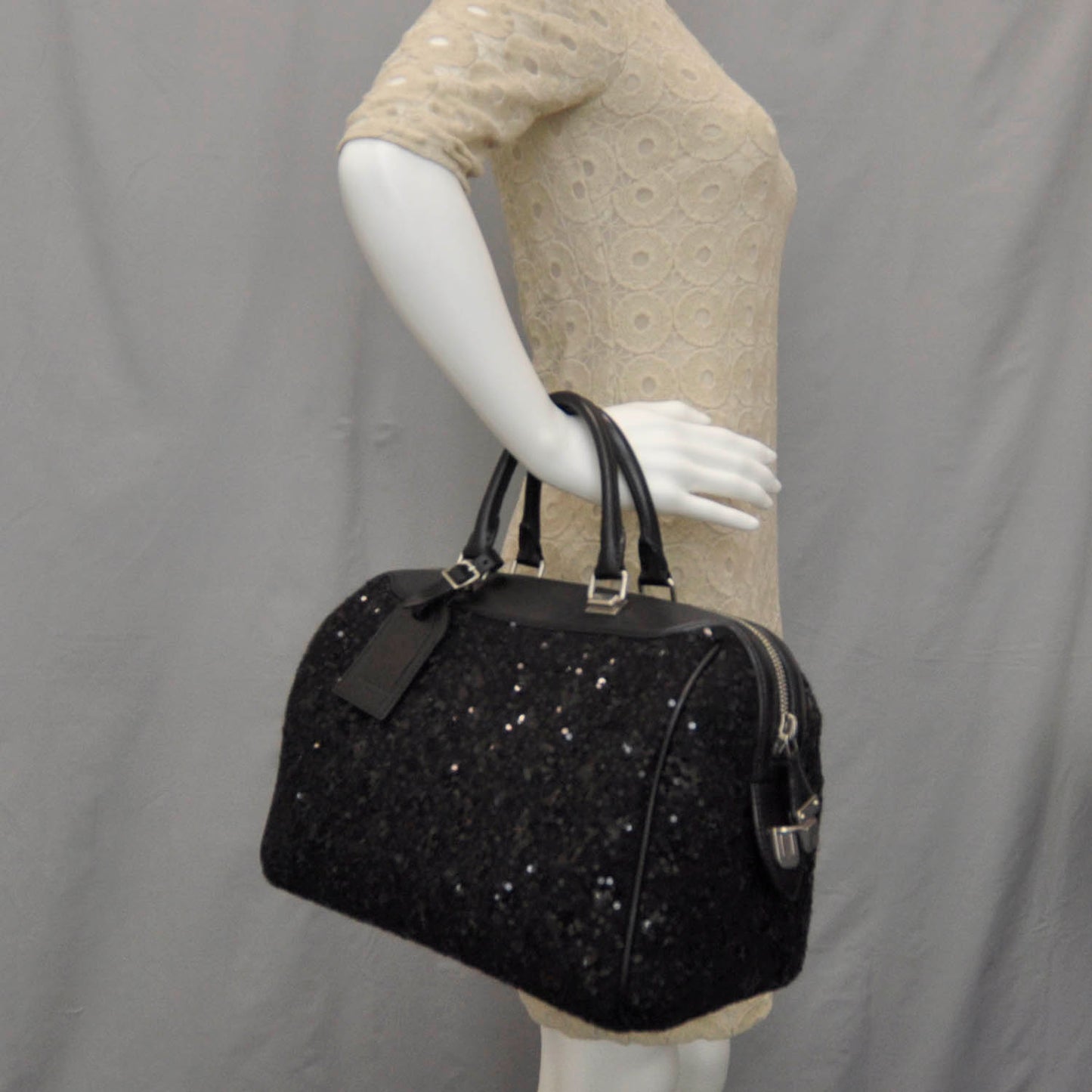 Sequin Monogram Sunshine Express Speedy Black
