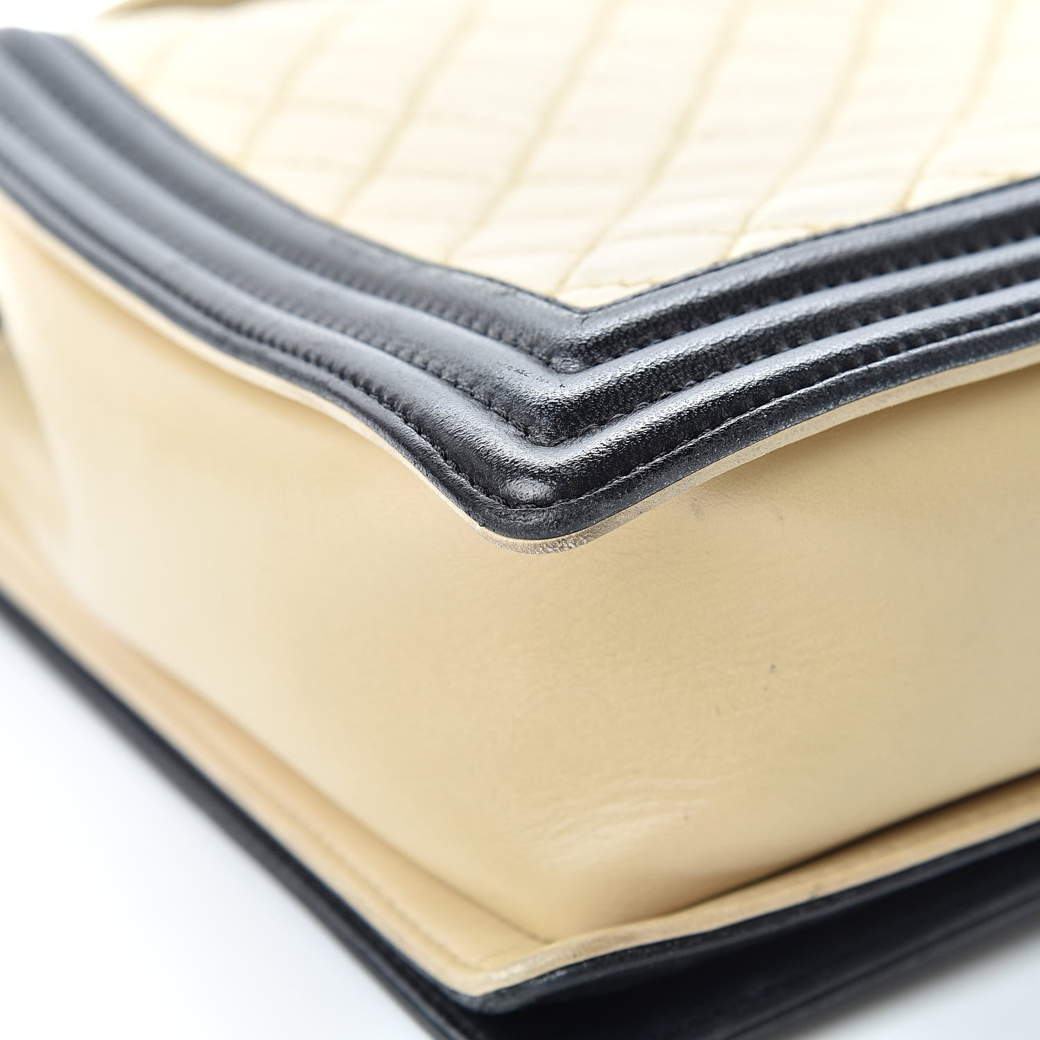 Chanel Lambskin Quilted Large Boy Flap Beige Black 12 of 21