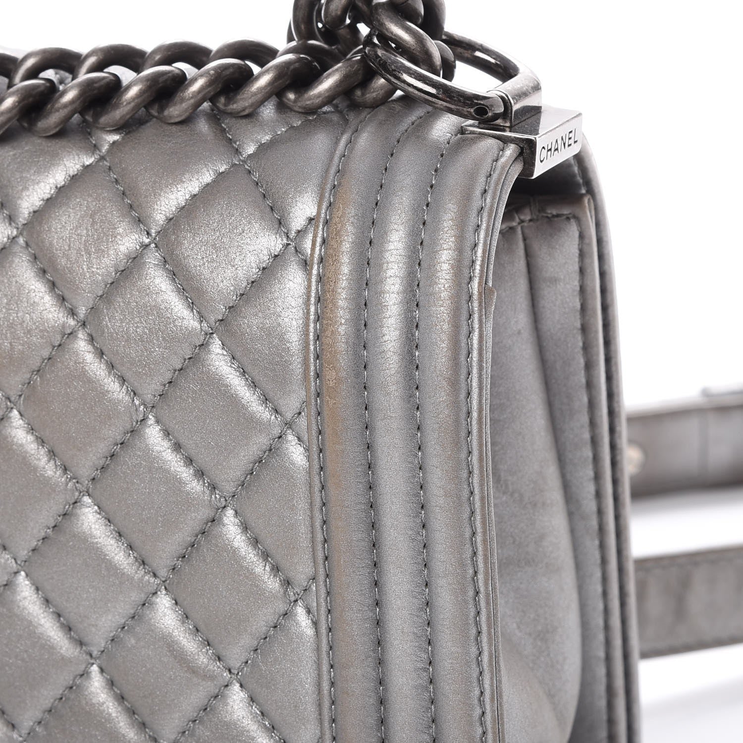 Chanel Metallic Calfskin Quilted Medium Boy Flap Silver 14 of 24