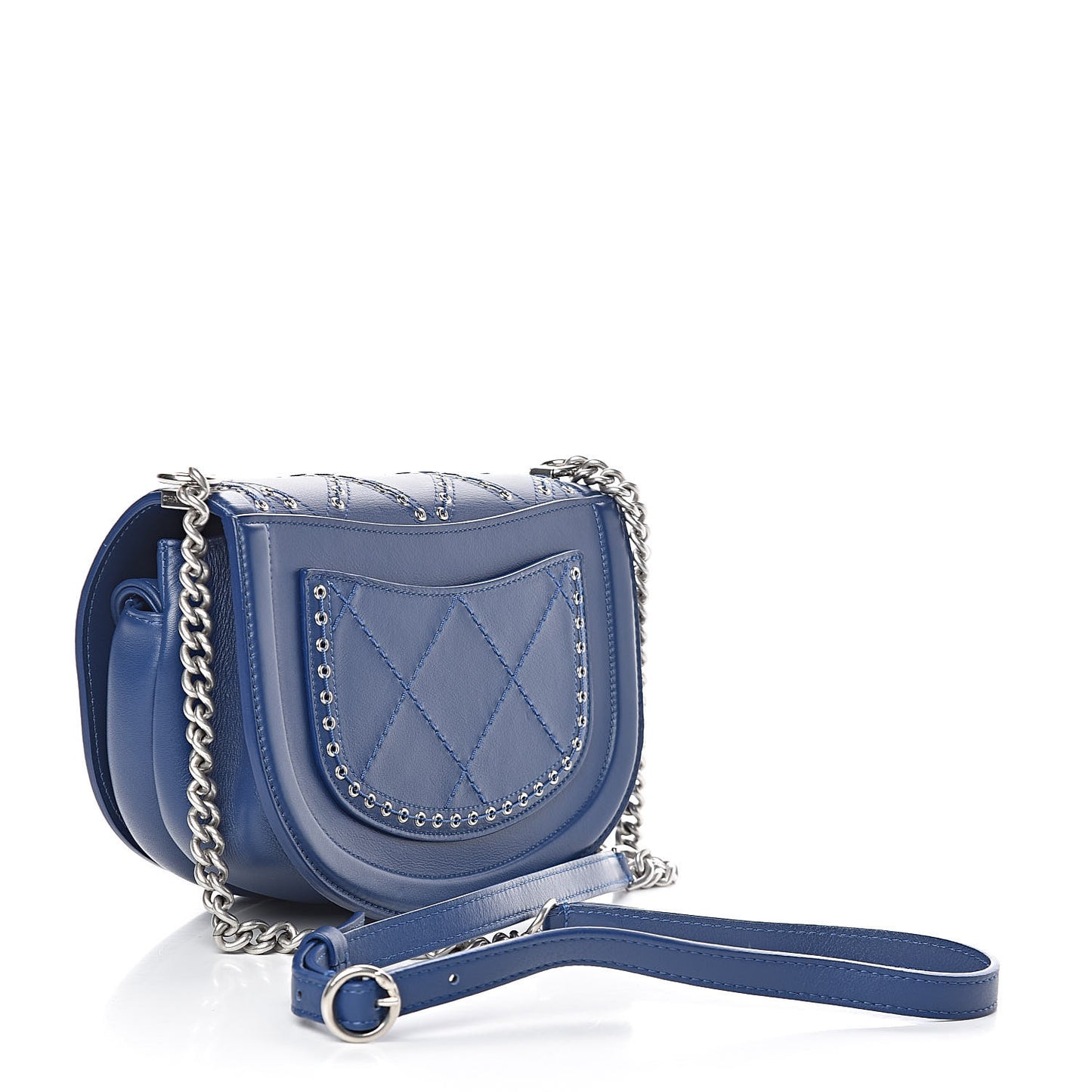 Calfskin Coco Eyelets Small Flap Bag Blue